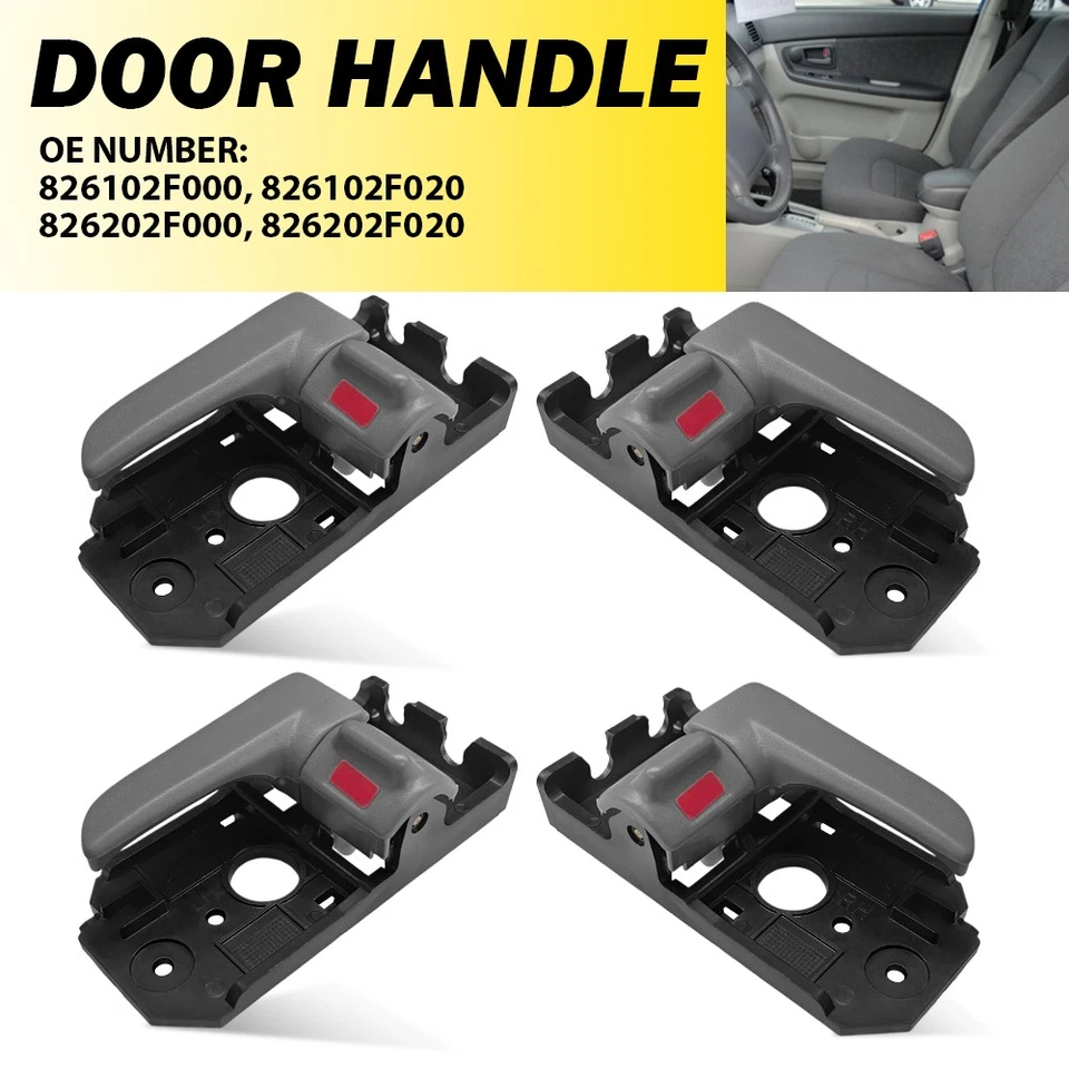 4 件内门把手适用于 04-09 起亚 Spectra Spectra Spectra5 前/后 左右 灰色 W — 第 1/4 张图片