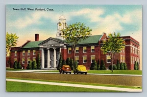 Vintage Rathaus West Hartford Connecticut Leinen Postkarte - Bild 1 von 2