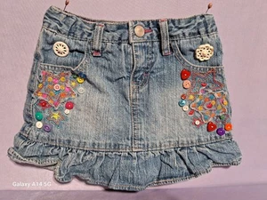 Girls Circo Blue Girls Denim Skirt Size S Buttons + Stars - Picture 1 of 4