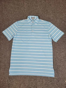 Polo golf uomo Peter Millar estiva comoda 4 taglia S blu bianca a righe - Foto 1 di 12