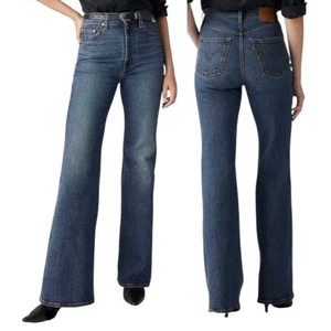 Pantalones de mezclilla para mujer Levi's Ribcage Bell azul medio lavado talla 24 suroeste NUEVOS - Imagen 1 de 6