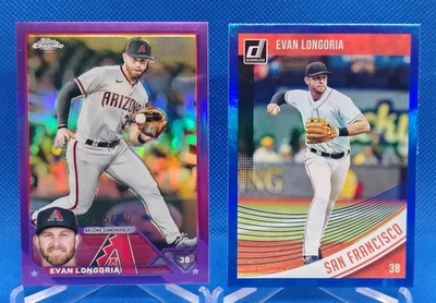 Lote Evan Longoria 18' Donruss Azul #179 y 23' Topps Púrpura Nmnrd #166 #95 De 250 Foto 1 de 4