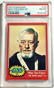 1977 Topps Star Wars Card #129 May The Force Be With You! Obi Wan PSA 8 Series 2 - Picture 1 of 2