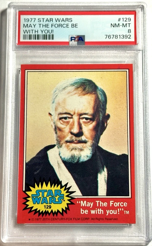 1977 Topps Star Wars Card #129 May The Force Be With You! Obi Wan PSA 8 Series 2 - Image 1 of 2