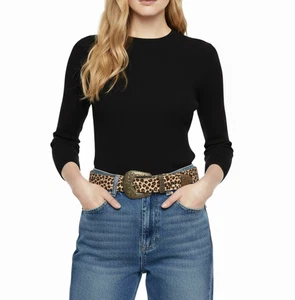 Vintage Sand Castle Paris Belt Womens Leopard Mesh Fur Bronze Metallic Buckle ML - Picture 1 of 12