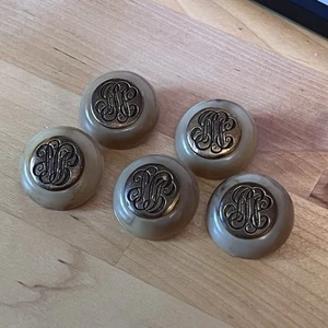 Set Of Vintage Monogram Brass And Plastic Shank Buttons -5 In Set ~7/8 Inch - Picture 1 of 8