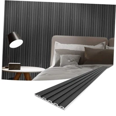  Paneles de pared de listones, paneles de pared 3D insonorizados WPC 96 x 6 x 0,3 pulgadas negros Foto 1 de 4