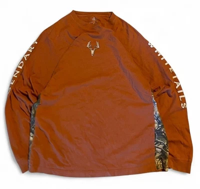 Legendary Whitetails Men's XL Orange With Camo Long Sleeve Shirt Antler Graphic - Image 1 of 4