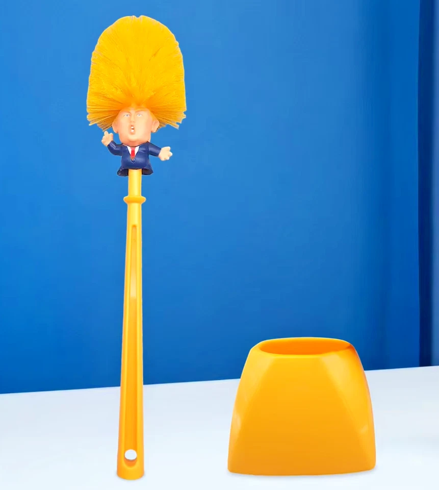 Trump Toilet Brush Novelty Creative FunToy Toilet Brush Holder Bathroom Tool Set - Image 1 of 4