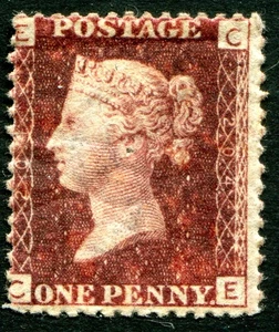 (133) FAIRLY GOOD SG44 QV 1d LAKE RED PLATE 204 MOUNTED MINT. PIN HOLE - Picture 1 of 2