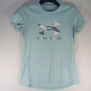 Under Armour Girls Large Light Blue Tech Big Logo Short Sleeve T Shirt  - Picture 1 of 4