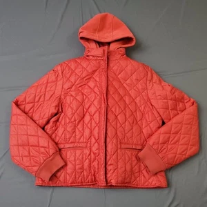 LL BEAN Coat Womens L Long Sleeve Puffer Thermore Removable Lined Orange - Picture 1 of 21