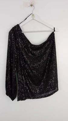 Live Unlimited Sequin One Shoulder Top Black Size UK 22 NEW F2 - Image 1 of 4