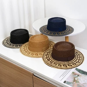 Wide Brim Western Cowgirl Hat Straw Panama Hat for Women & Men - Picture 1 of 16