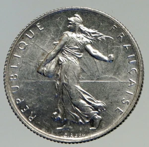 1919 FRANCE Antique Silver 2 Francs French Coin w La Semeuse Sower Woman i93258 - Picture 1 of 3