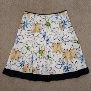 Tailor B. Moss Skirt Size 12 Multicolor Floral Knee Length A-Line Cotton Blend - Picture 1 of 10