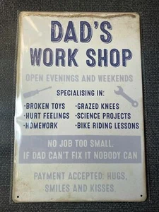 Dads Workshop Metal Wall Sign Plaque, Fathers Day Gift For Shed, Dad Sign - Picture 1 of 1