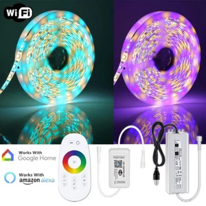 250FT 200FT 100FT 80FT 60FT 30FT RGBW WiFi LED Strip Light Alexa Echo w/ 12V PSU - Picture 1 of 15