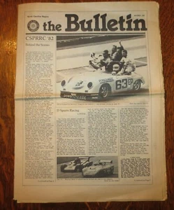 ☆ The BULLETIN Magazine SCCA - NORTH CAROLINA Edition - PORSCHE - November 1982 - Picture 1 of 4