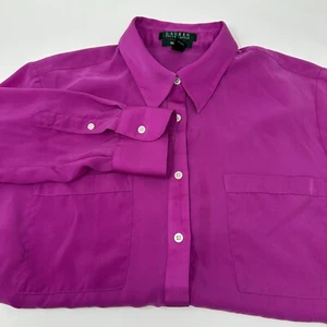 Lauren Ralph Lauren Hemd Damen Langarm Große Lila Knopfleiste Slim Fit - Bild 1 von 6