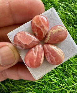 Natural Rhodocrosite 13x18MM Pear Cabochons 5Pcs Lot Loose Gemstone - Picture 1 of 5