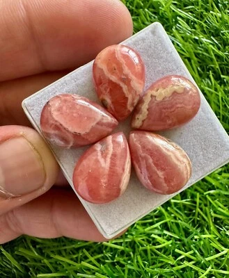 Natural Rhodocrosite 13x18MM Pear Cabochons 5Pcs Lot Loose Gemstone - Image 1 of 4