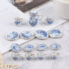 15pcs 1:12 Scale Dollhouse Miniature Tableware Porcelain Ceramic Tea Cup Toy Set