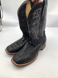 MEN'S COWTOWN Black Hornback ALLIGATOR PRINT WESTERN BOOTS Q6096 Size 11 - Picture 1 of 17