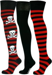 Mysocks Halloween 3 Pairs Over the Knee Skull Socks - Picture 1 of 20