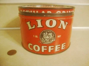 Lata de café de león rara de colección lata de 1 lb Woolson Spice Co. Nueva York Toledo ¡Coleccionable! - Imagen 1 de 7