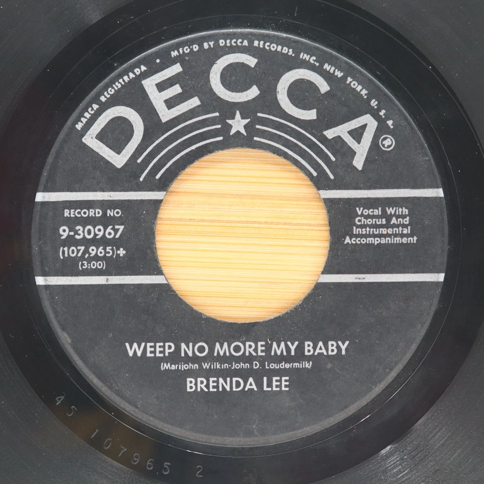 BRENDA LEE - WEEP NO MORE MY BABY / SWEET NOTHIN'S - ROCKABILLY 45 - Image 1 of 2