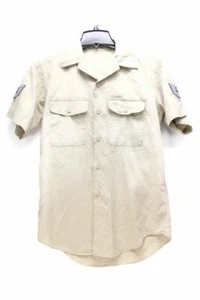 Vintage USA Airforce Herren Kurzarm Hemd hellbraun khaki Knopfleiste mit Patches - Bild 1 von 12
