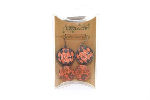 Oregon State Beavers OSU Interchangeable Earrings Fabric Button Cover