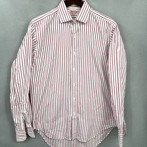 TM Lewin & Sons Shirt Mens 15.5 39 Awning Stripe French Cuff Preppy Dad England - Picture 1 of 9