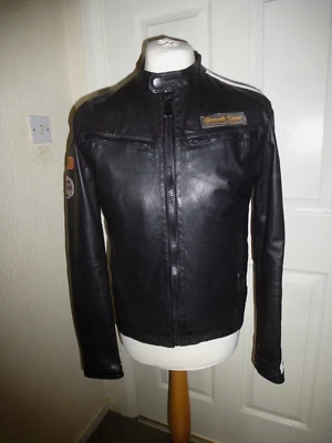 MANS BLACK LEATHER AVIATRIX CAFE RACER STYLE JACKET SIZE M - Image 1 of 4