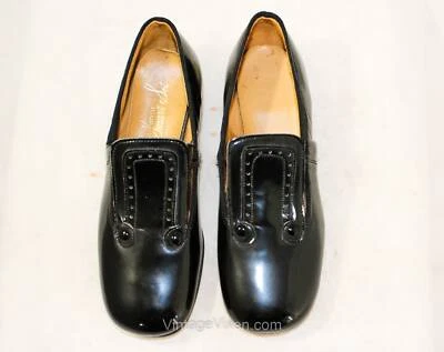 Zapatos para niñas talla 13 - estilo siglo XVIII negro brillante charol sintético años 60 Foto 1 de 4