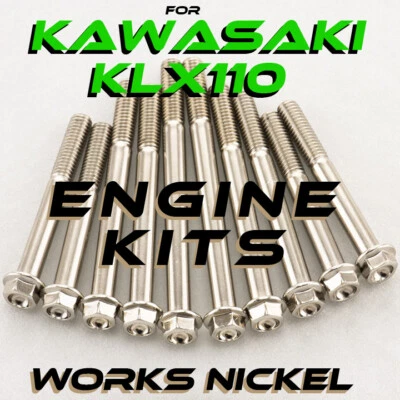 Kit de parafusos de motor para Kawasaki KLX 110 | Funciona com acabamento em níquel para sua reconstrução! - Imagem 1 de 4