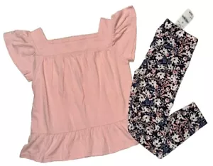 Crew Cuts by J.Crew 4/5 rosa Schößchenoberteil Blumenleggings sind epische Fäden 5 neu - Bild 1 von 8