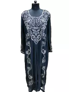 MAXI 2XL 46" PARTY WEAR ETHNIC HANDMADE ZARDOZI EMBROIDERY GEORGETTE TOP KURTI - Picture 1 of 8