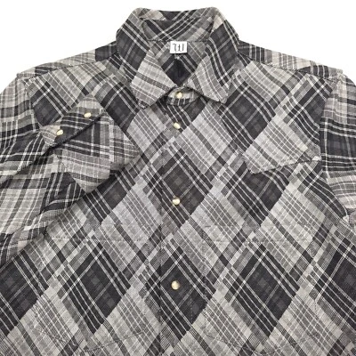$690 Winnie New York Rombi Check Pearl Snap Button Up Formal Shirt Mens Small - Image 1 of 4
