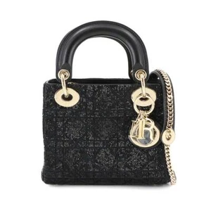 Christian Dior Dama Dior Mini Bolso de Hombro de Mano Cuentas de Cuero Negro 90279314 - Imagen 1 de 10