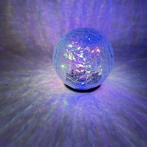 Solar Crack Glass Ball Ground Lights Garden Grass Outdoor LED CRACKED globe - Picture 1 of 15