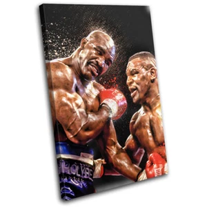 Mike Tyson Evander Holyfield Boxing Sports SINGLE CANVAS WALL ART Picture Print - Picture 1 of 1