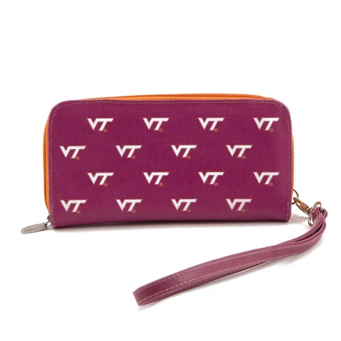 Ladies Virginia Tech VT Hokies Wristlet Womens Leather Wallet Cellphone Money Cover