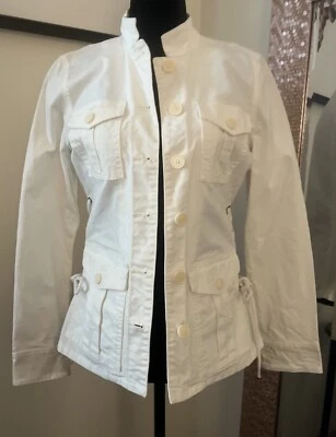 Chaqueta Tory Burch Crema Natural Militar Algodón s/p Hecha en Amsterdam Usada en Excelente Condición Foto 1 de 4