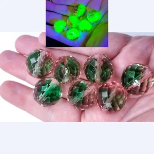Huge 20mm Uranium Glass Bead Pink Green Czech Fire Polished 1pc - Picture 1 of 3