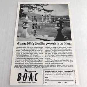 1960 Vintage Print Ad BOAC Jet Travel Speedbird Airlines Advertising Art  - Picture 1 of 3