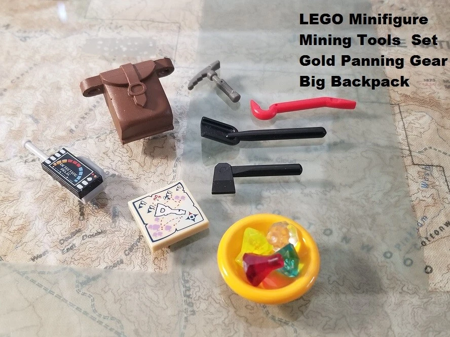 LEGO Minifigure Mining Tool Set Gold Panning Gear Big Backpack Explorer Gear - Image 1 of 1