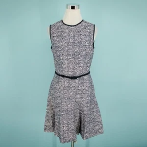 Shoshanna Size 8 Blue Pink Print Sleeveless Belted Fit Flare Cotton Silk Dress - Picture 1 of 5