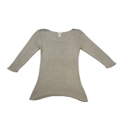 Suéter túnica suéter Orvis para mujer grande L marrón manga 3/4 lino ligero Foto 1 de 4